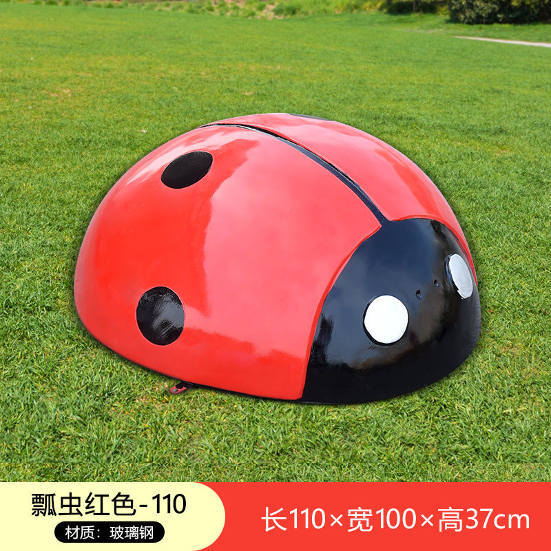 Large Outdoor Fiberglass Sculpture, Cartoon Ladybug Beetle Ornament for Park, Square, Manhole Cover & Lawn Decoration