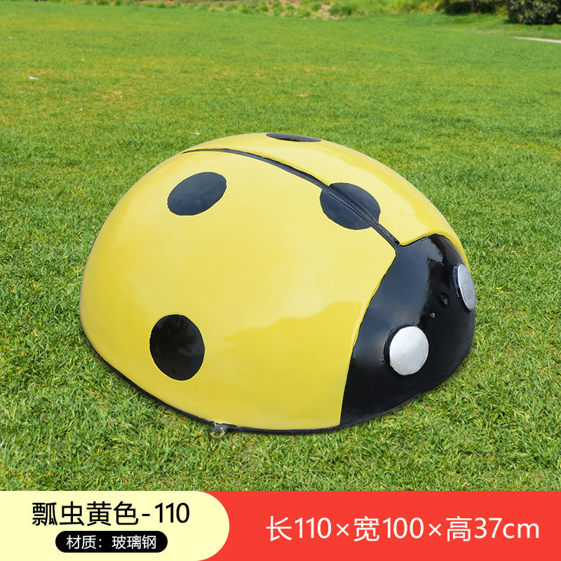 Large Outdoor Fiberglass Sculpture, Cartoon Ladybug Beetle Ornament for Park, Square, Manhole Cover & Lawn Decoration
