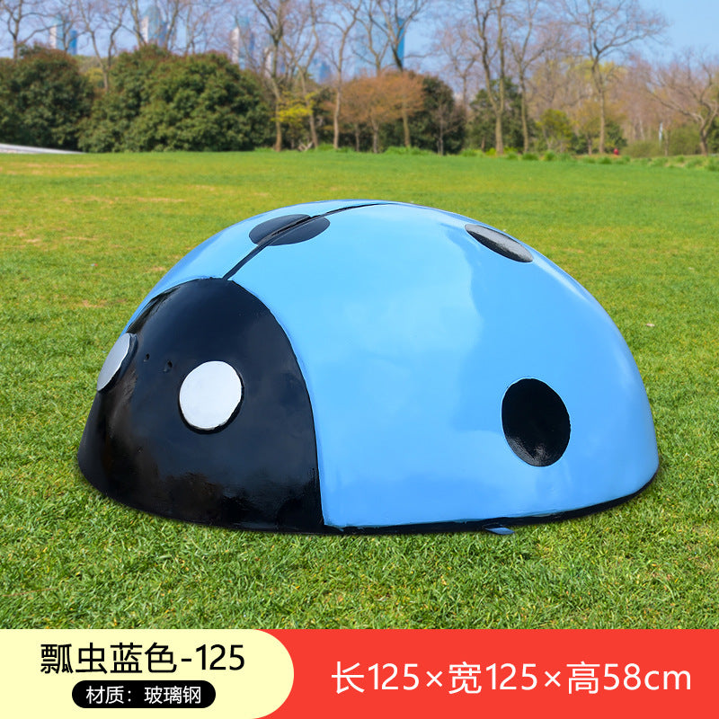 Large Outdoor Fiberglass Sculpture, Cartoon Ladybug Beetle Ornament for Park, Square, Manhole Cover & Lawn Decoration