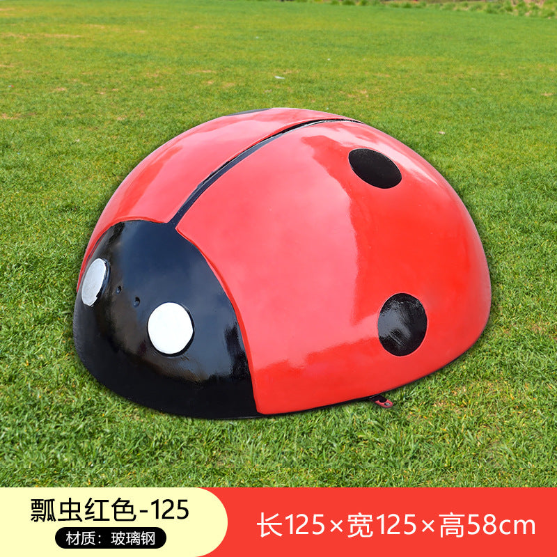 Large Outdoor Fiberglass Sculpture, Cartoon Ladybug Beetle Ornament for Park, Square, Manhole Cover & Lawn Decoration