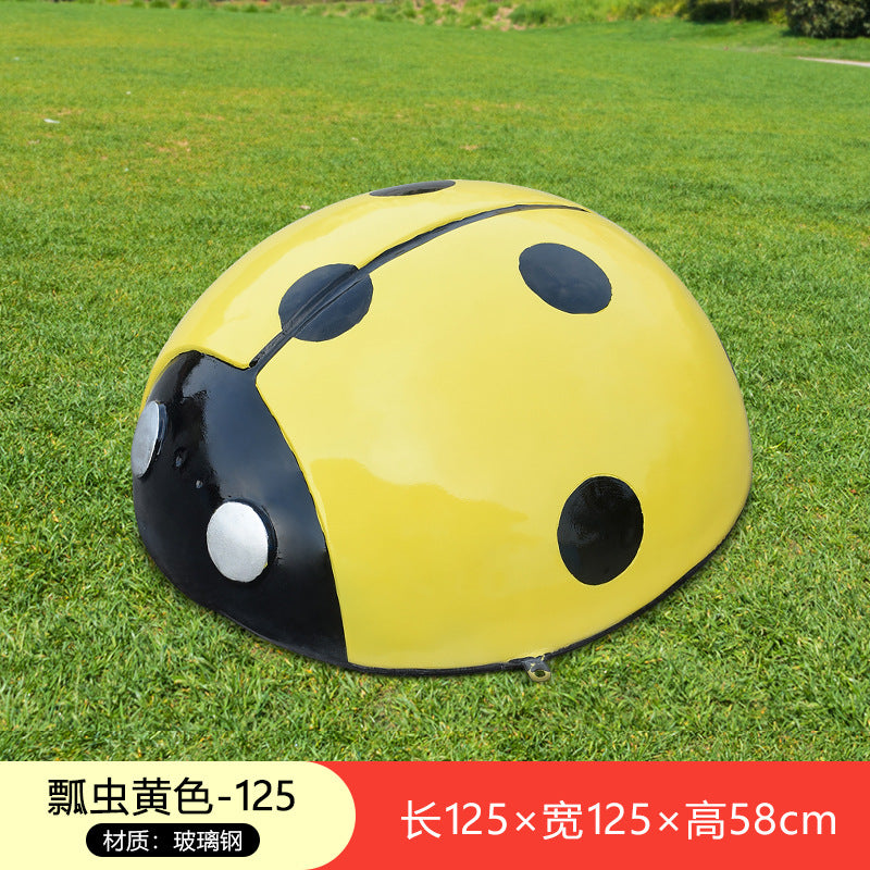 Large Outdoor Fiberglass Sculpture, Cartoon Ladybug Beetle Ornament for Park, Square, Manhole Cover & Lawn Decoration