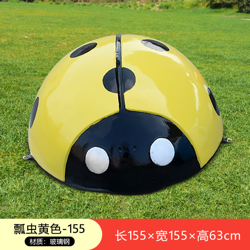 Large Outdoor Fiberglass Sculpture, Cartoon Ladybug Beetle Ornament for Park, Square, Manhole Cover & Lawn Decoration