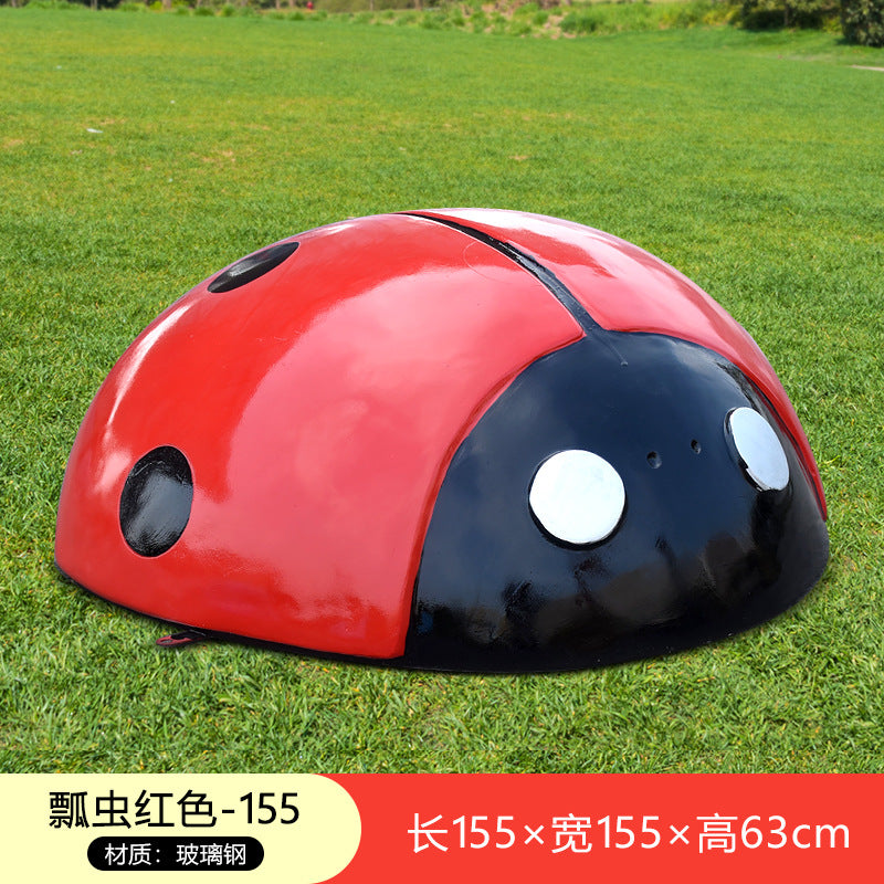 Large Outdoor Fiberglass Sculpture, Cartoon Ladybug Beetle Ornament for Park, Square, Manhole Cover & Lawn Decoration