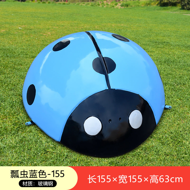 Large Outdoor Fiberglass Sculpture, Cartoon Ladybug Beetle Ornament for Park, Square, Manhole Cover & Lawn Decoration