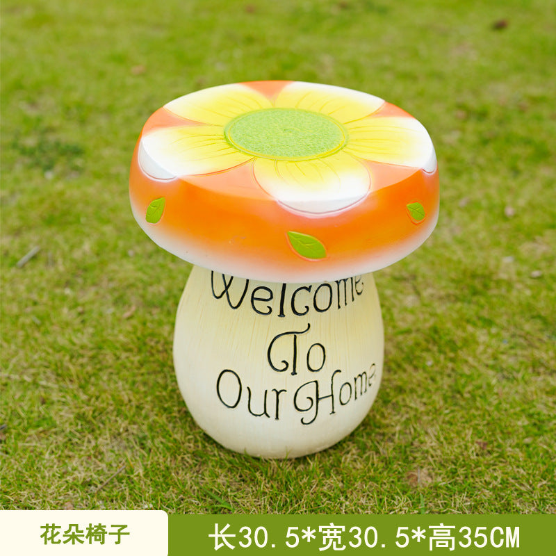 Cartoon Sunflower Table & Chair Sculpture, Commercial Street, Courtyard, Scenic Spot Lawn Landscape Decor, Amusement Park Display Ornaments