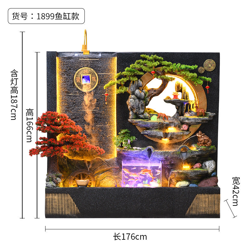 Large Outdoor Rockery Water Fountain Ornament, Circulating Water Curtain Screen Landscape Decor for Courtyard & Office