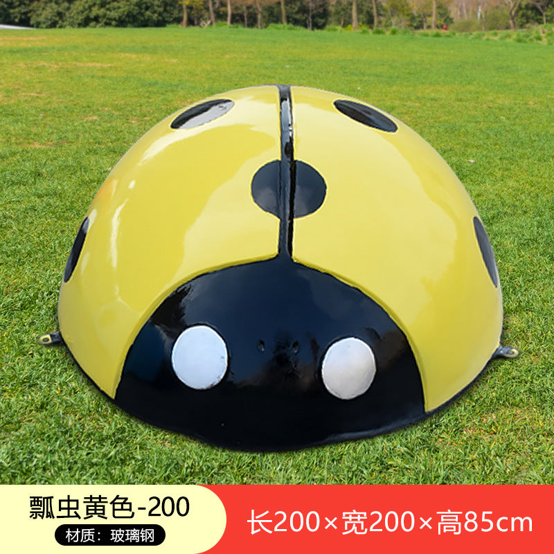 Large Outdoor Fiberglass Sculpture, Cartoon Ladybug Beetle Ornament for Park, Square, Manhole Cover & Lawn Decoration