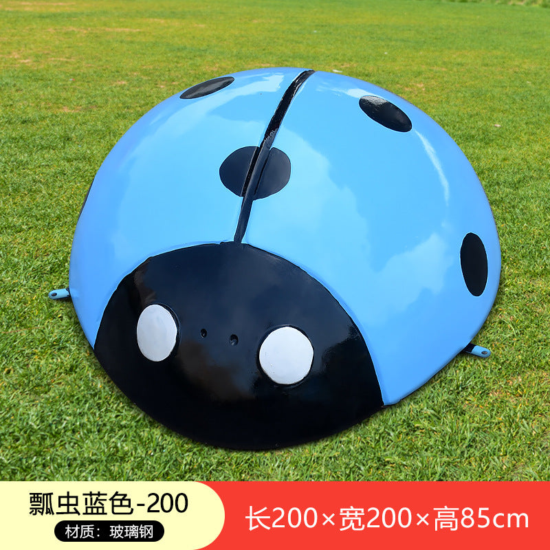 Large Outdoor Fiberglass Sculpture, Cartoon Ladybug Beetle Ornament for Park, Square, Manhole Cover & Lawn Decoration