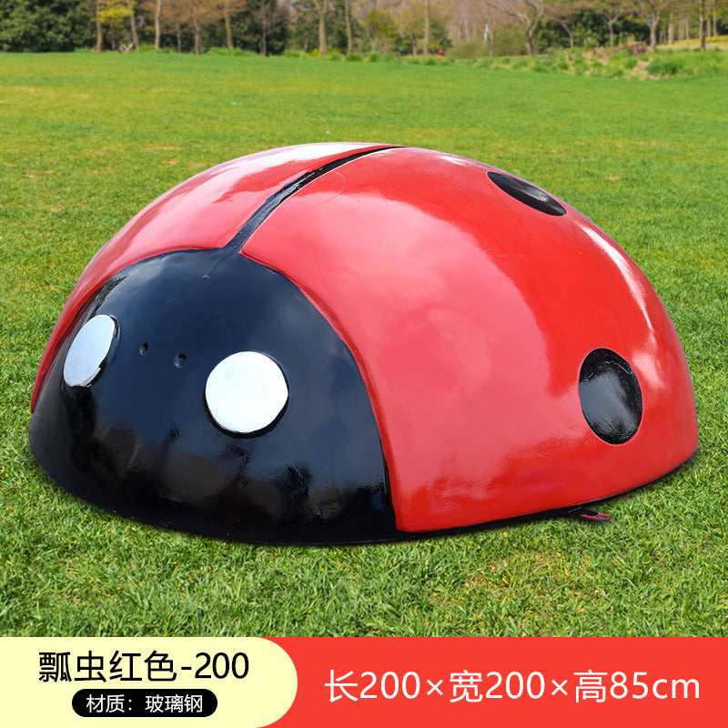 Large Outdoor Fiberglass Sculpture, Cartoon Ladybug Beetle Ornament for Park, Square, Manhole Cover & Lawn Decoration