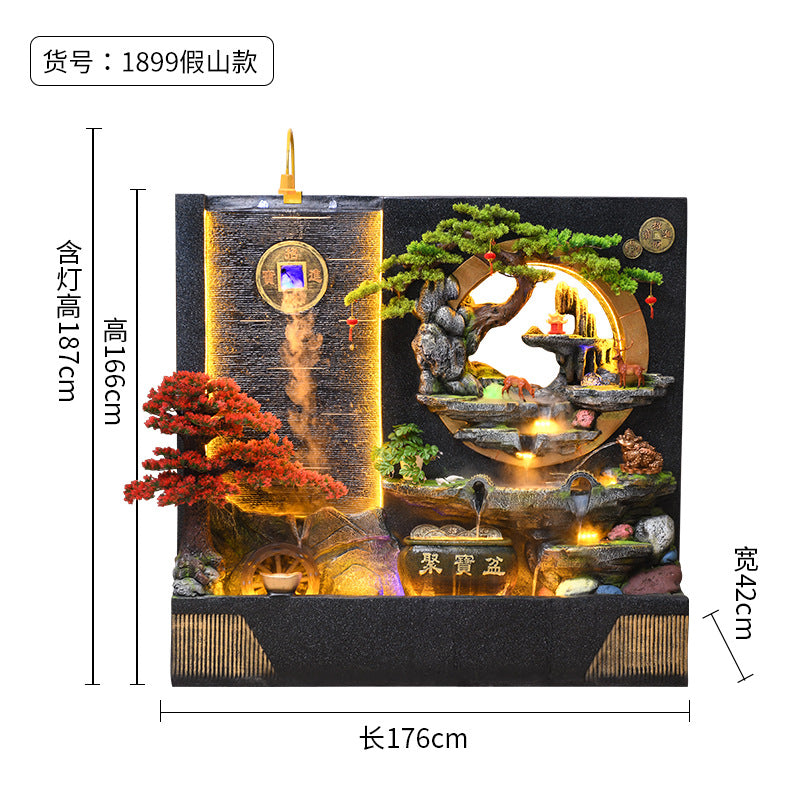 Large Outdoor Rockery Water Fountain Ornament, Circulating Water Curtain Screen Landscape Decor for Courtyard & Office