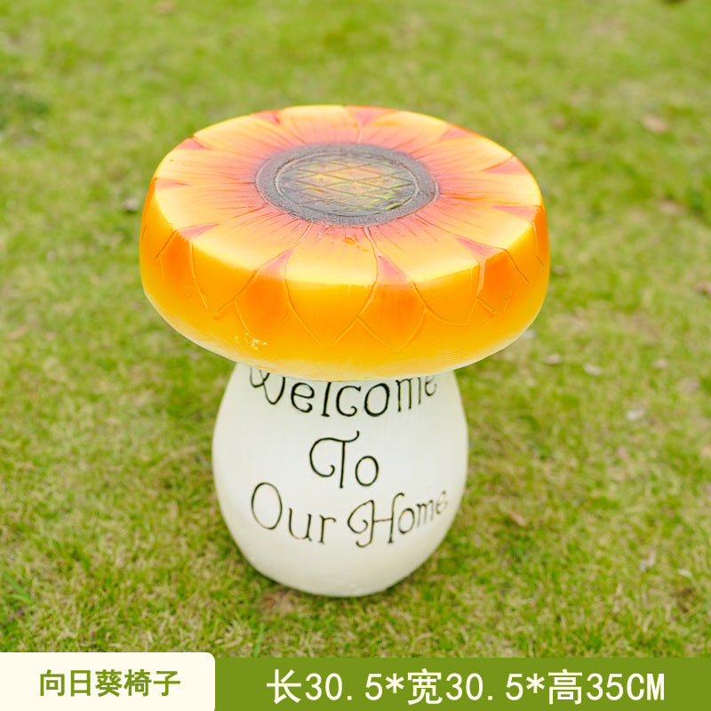 Cartoon Sunflower Table & Chair Sculpture, Commercial Street, Courtyard, Scenic Spot Lawn Landscape Decor, Amusement Park Display Ornaments