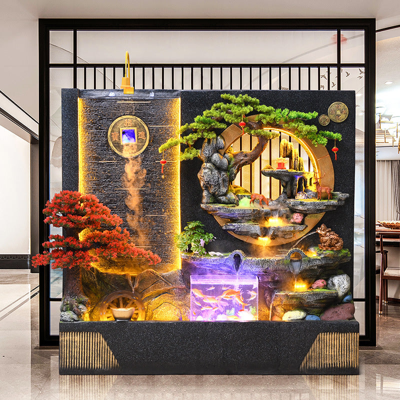 Large Outdoor Rockery Water Fountain Ornament, Circulating Water Curtain Screen Landscape Decor for Courtyard & Office