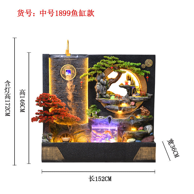 Large Outdoor Rockery Water Fountain Ornament, Circulating Water Curtain Screen Landscape Decor for Courtyard & Office