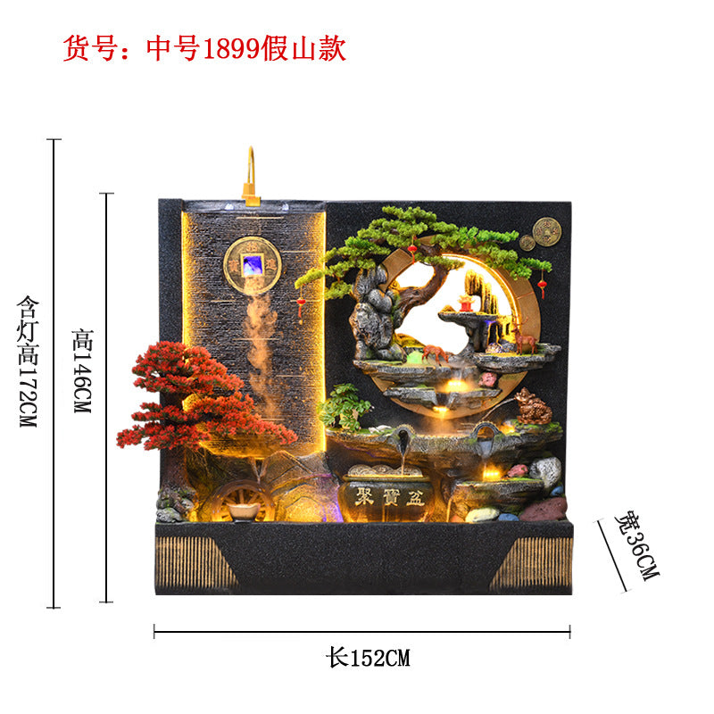 Large Outdoor Rockery Water Fountain Ornament, Circulating Water Curtain Screen Landscape Decor for Courtyard & Office
