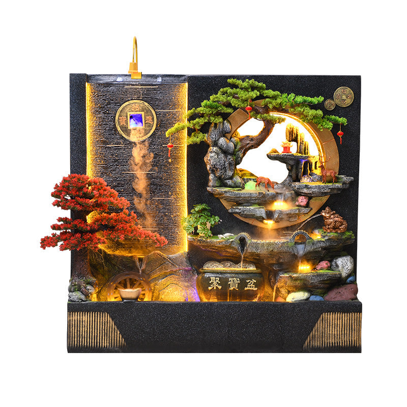 Large Outdoor Rockery Water Fountain Ornament, Circulating Water Curtain Screen Landscape Decor for Courtyard & Office