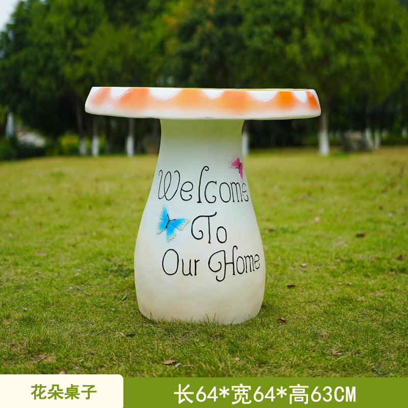 Cartoon Sunflower Table & Chair Sculpture, Commercial Street, Courtyard, Scenic Spot Lawn Landscape Decor, Amusement Park Display Ornaments