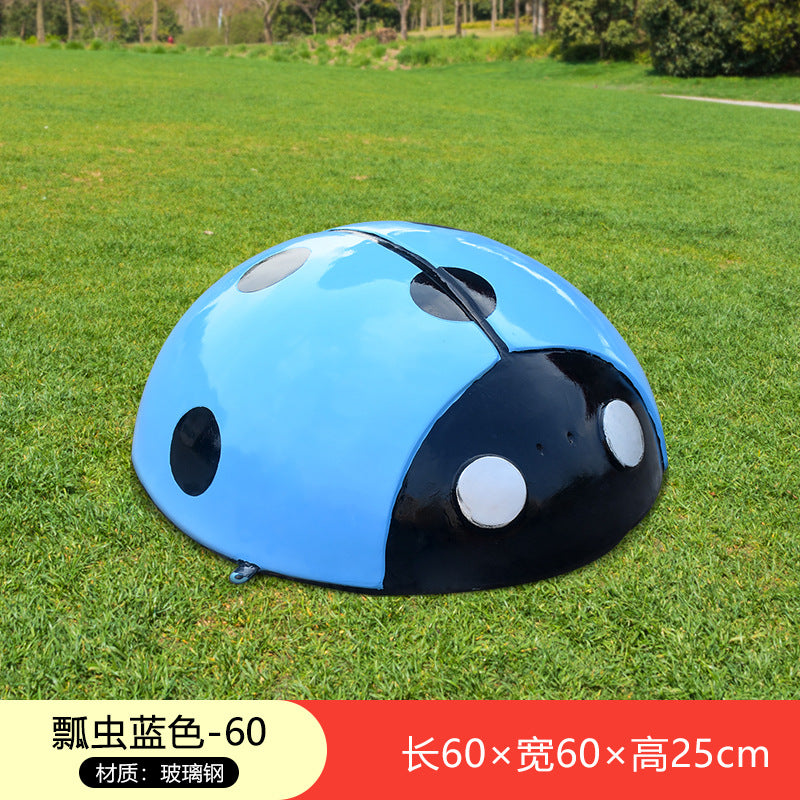 Large Outdoor Fiberglass Sculpture, Cartoon Ladybug Beetle Ornament for Park, Square, Manhole Cover & Lawn Decoration