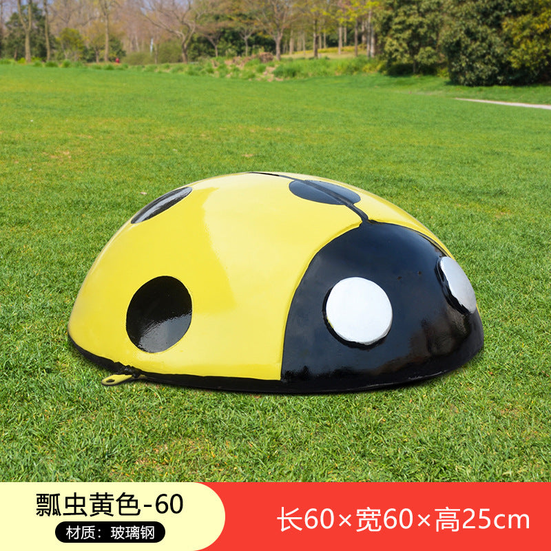 Large Outdoor Fiberglass Sculpture, Cartoon Ladybug Beetle Ornament for Park, Square, Manhole Cover & Lawn Decoration