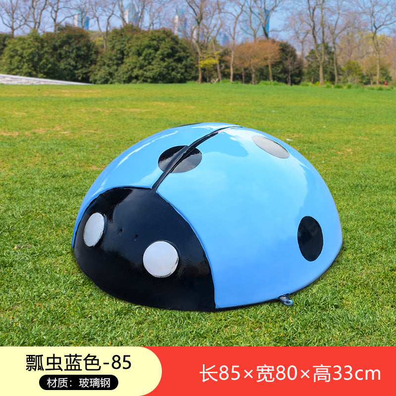 Large Outdoor Fiberglass Sculpture, Cartoon Ladybug Beetle Ornament for Park, Square, Manhole Cover & Lawn Decoration