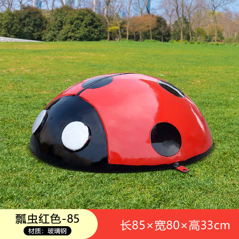 Large Outdoor Fiberglass Sculpture, Cartoon Ladybug Beetle Ornament for Park, Square, Manhole Cover & Lawn Decoration