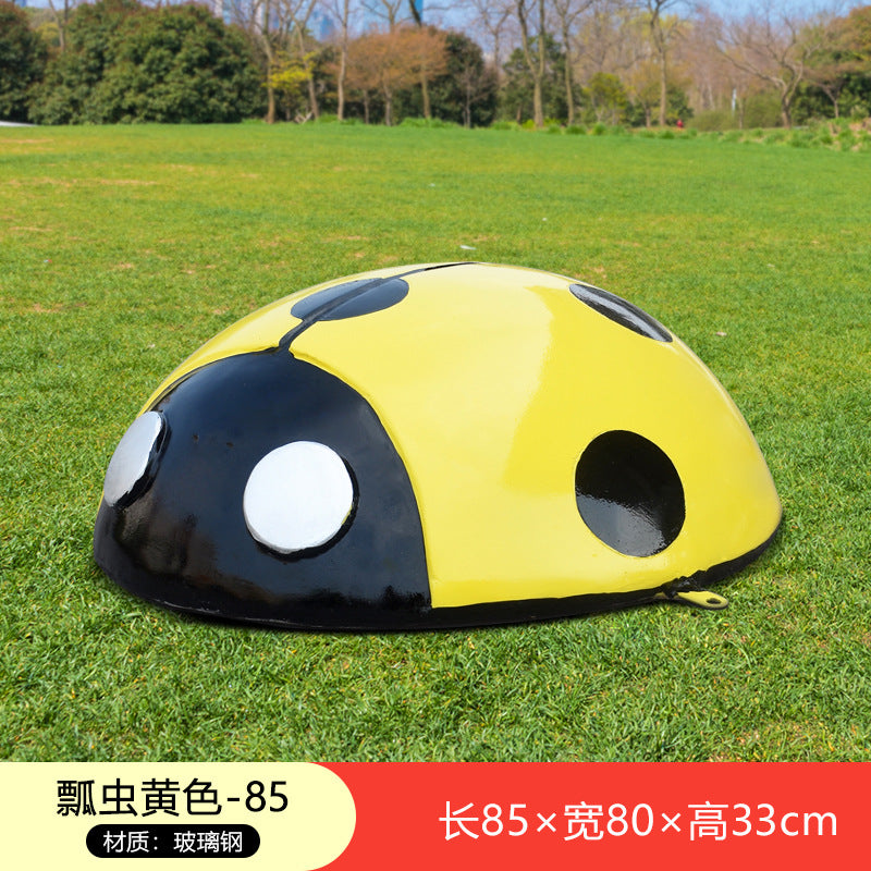 Large Outdoor Fiberglass Sculpture, Cartoon Ladybug Beetle Ornament for Park, Square, Manhole Cover & Lawn Decoration