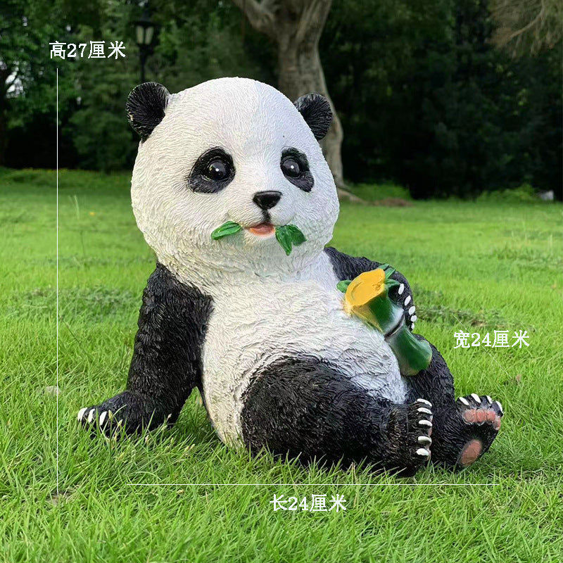 Garden Decoration, Courtyard Ornaments, Outdoor Lawn Garden Sculpture Resin Crafts Animal Simulation Panda Figurine