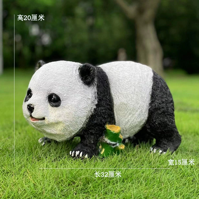 Garden Decoration, Courtyard Ornaments, Outdoor Lawn Garden Sculpture Resin Crafts Animal Simulation Panda Figurine