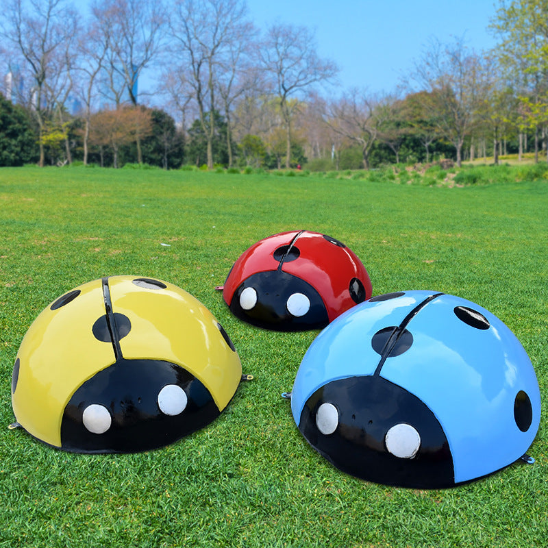 Large Outdoor Fiberglass Sculpture, Cartoon Ladybug Beetle Ornament for Park, Square, Manhole Cover & Lawn Decoration