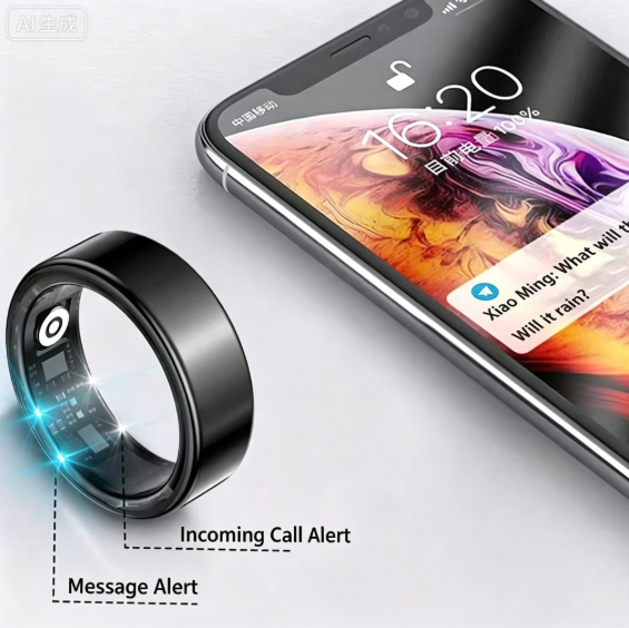 Smart Ring with Incoming Call Alerts & Heart Rate Monitoring