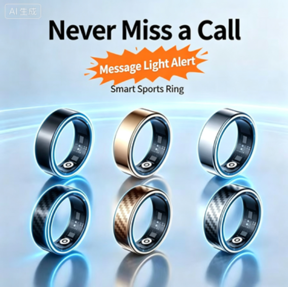Smart Ring with Incoming Call Alerts & Heart Rate Monitoring