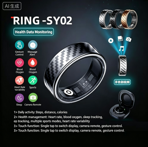 Smart Ring with Incoming Call Alerts & Heart Rate Monitoring